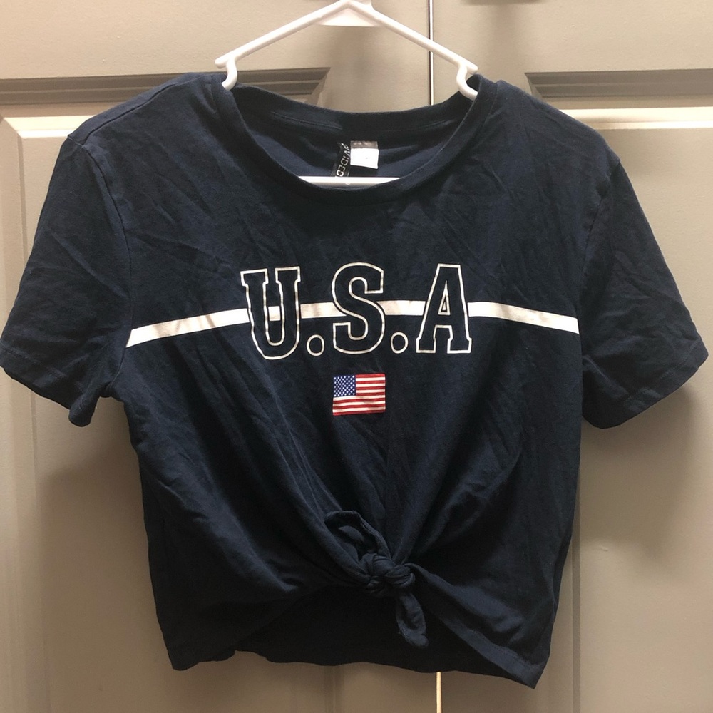 H&M— USA Crop Tie T-Shirt